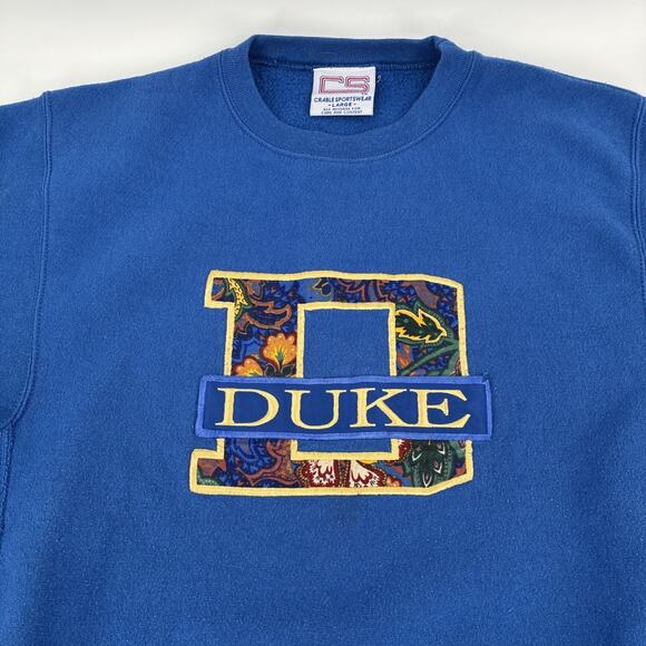 Vintage Duke Blue Devils Sweatshirt Mens Large Embroidered University Sports USA - Picture 3 of 11